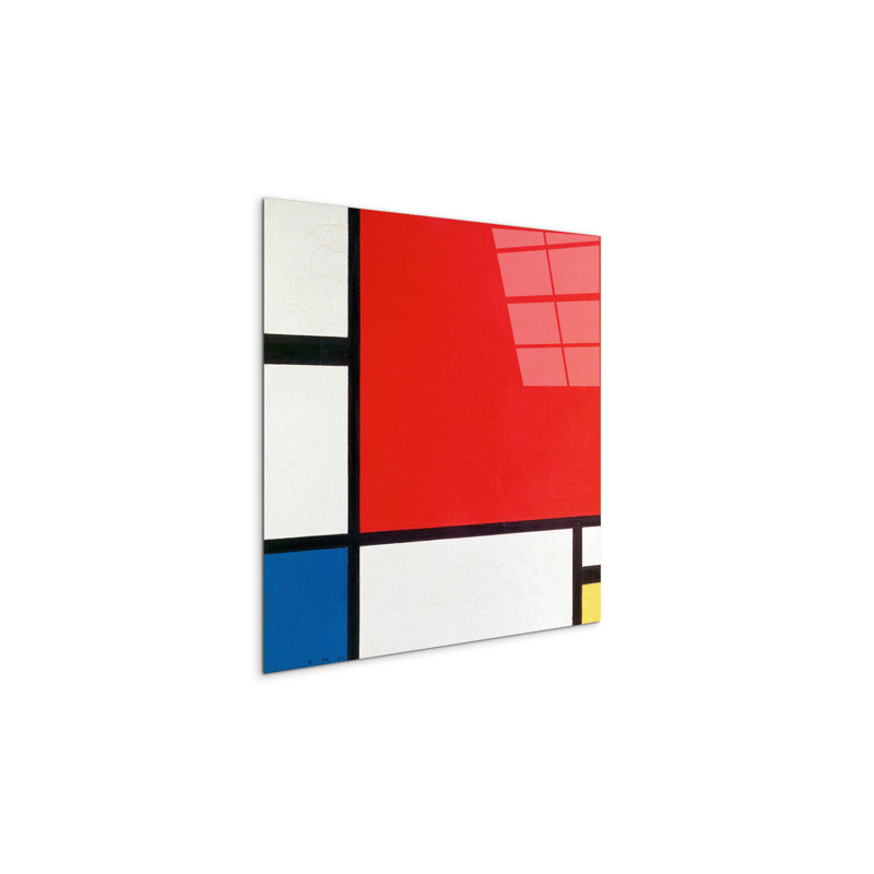 Composition II by Piet Mondrian 58x58 Cm Frameless Panel Lightweight Ready to Hang, CrystalArt
