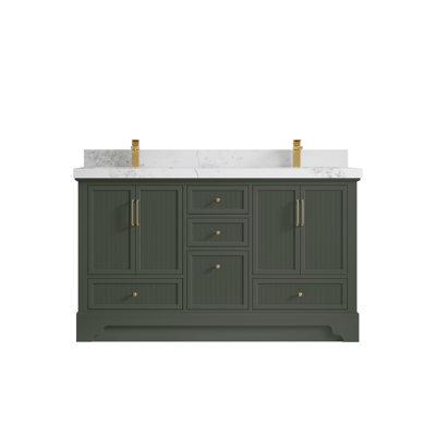 Alys 60'' Free Standing Double Bathroom Vanity with Quartz Top (Pulls Option) -  Willow Collections, ALS_PGN_CA_NV_60D