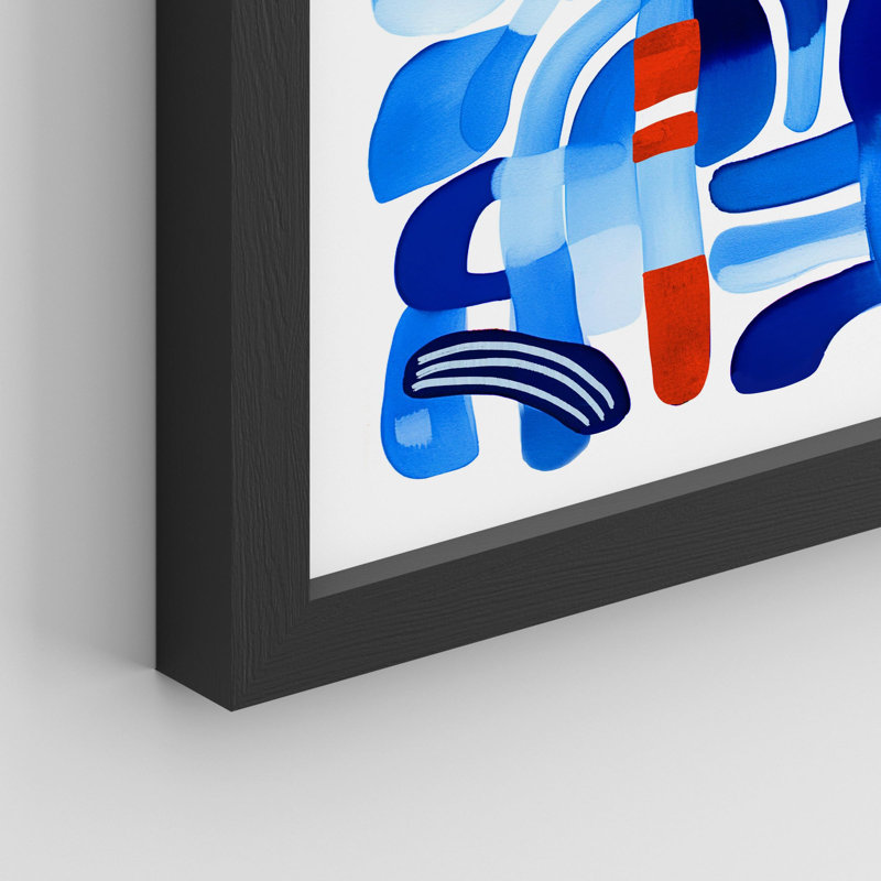 «Blue Geometric Pastel Color Block Abstract Shape Illustration Realism Rustic Nature» sur, H 10 po x l 8 po, Noir