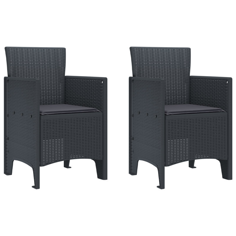 Chaise de jardin vidaXL 2 pièces anthracite 20,87 po x 19,29 po x 33,46 po, Anthracite, Gris