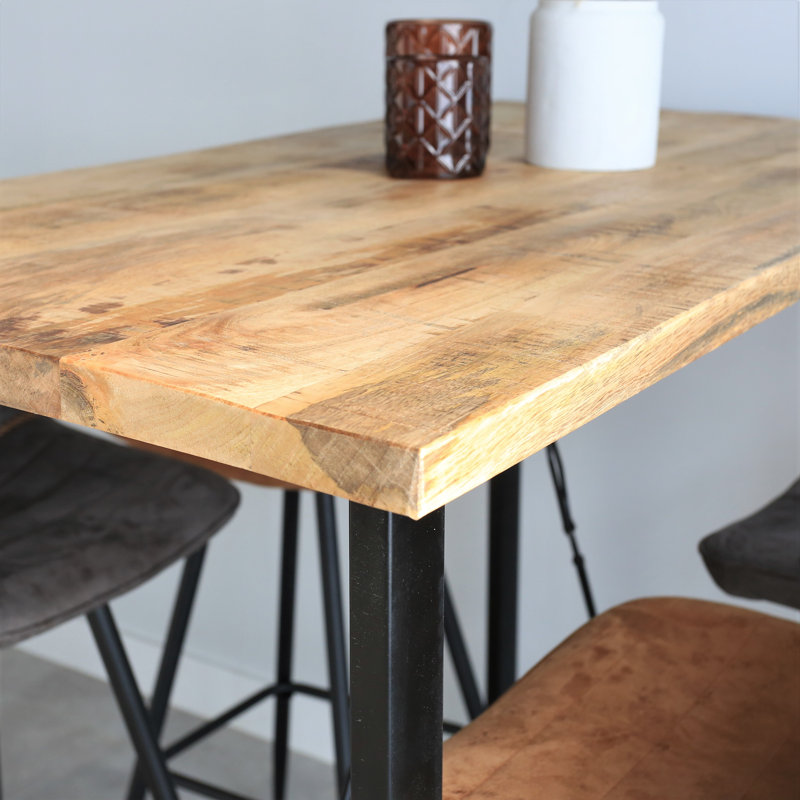 Jamir Solid Wood Top Metal Base Dining Table