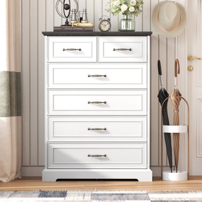 Vintage Tall Dresser With 6 Drawers