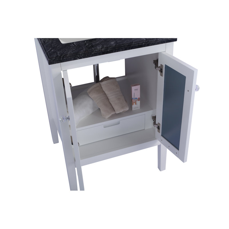 Ensemble de meuble-lavabo simple 24 po Caballero, Blanc, Bois noir