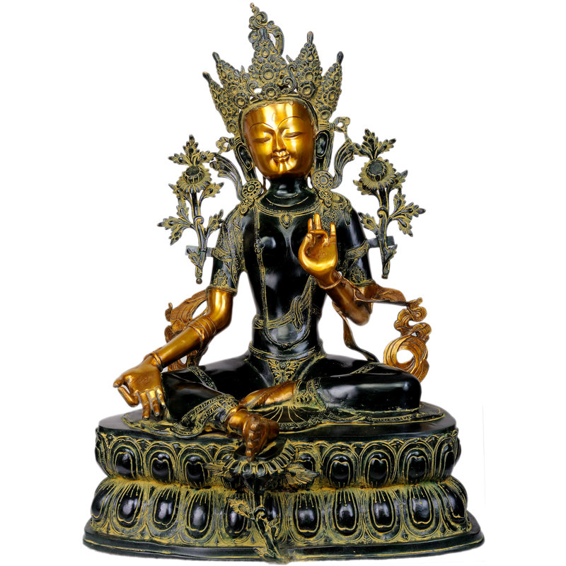 Grande statue déesse bouddhiste tibétaine verte Tara