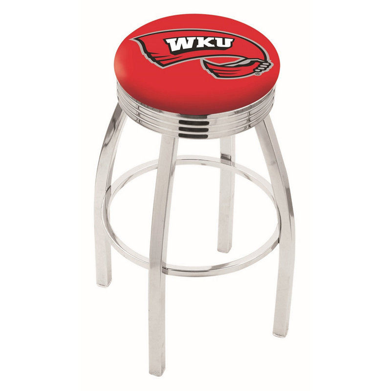 Tabouret de bar Logo Series, Tabouret de bar d'une hauteur de siège de 30 po, Noir soudé uni, Université Western Kentucky