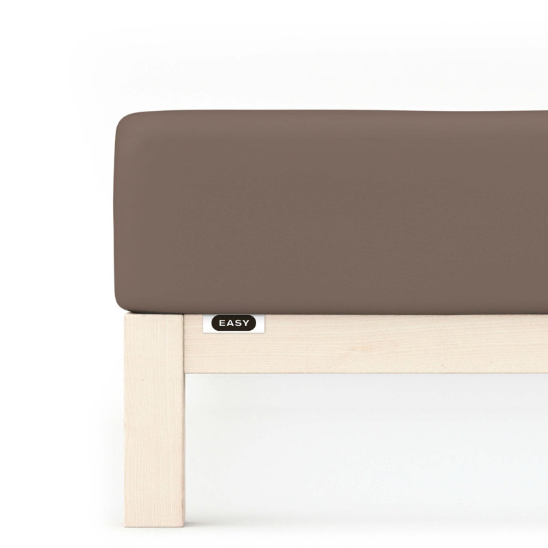 100% Cotton Jersey Knit Fitted Sheet, Sand Deep, L 140 x 200cm - 160 x 200cm