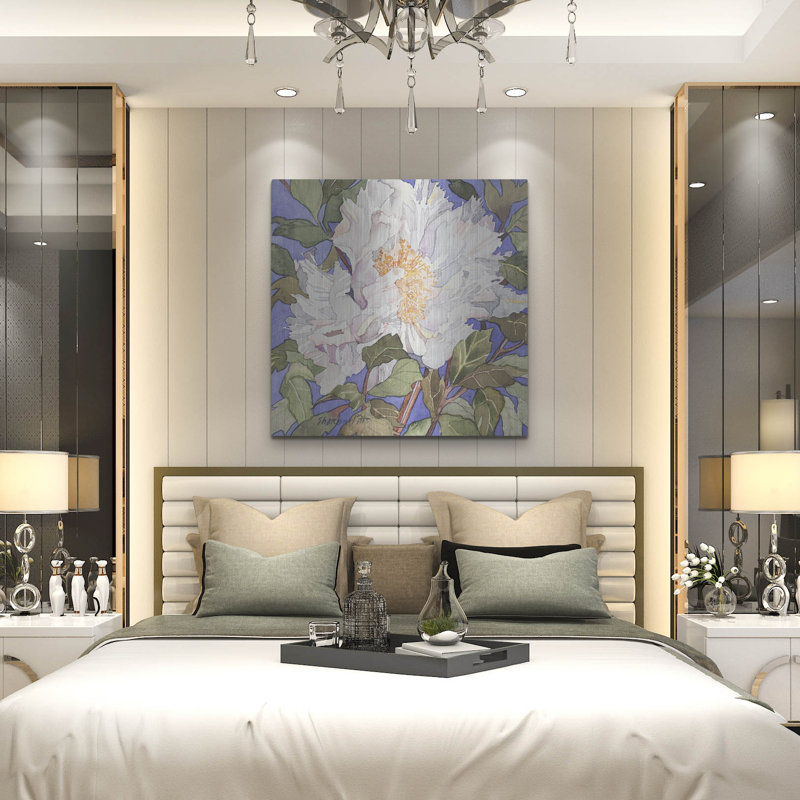Lark Manor ™ «White Peony» par Sharon Pitts, art mural en métal, H 36 po x l 36 po