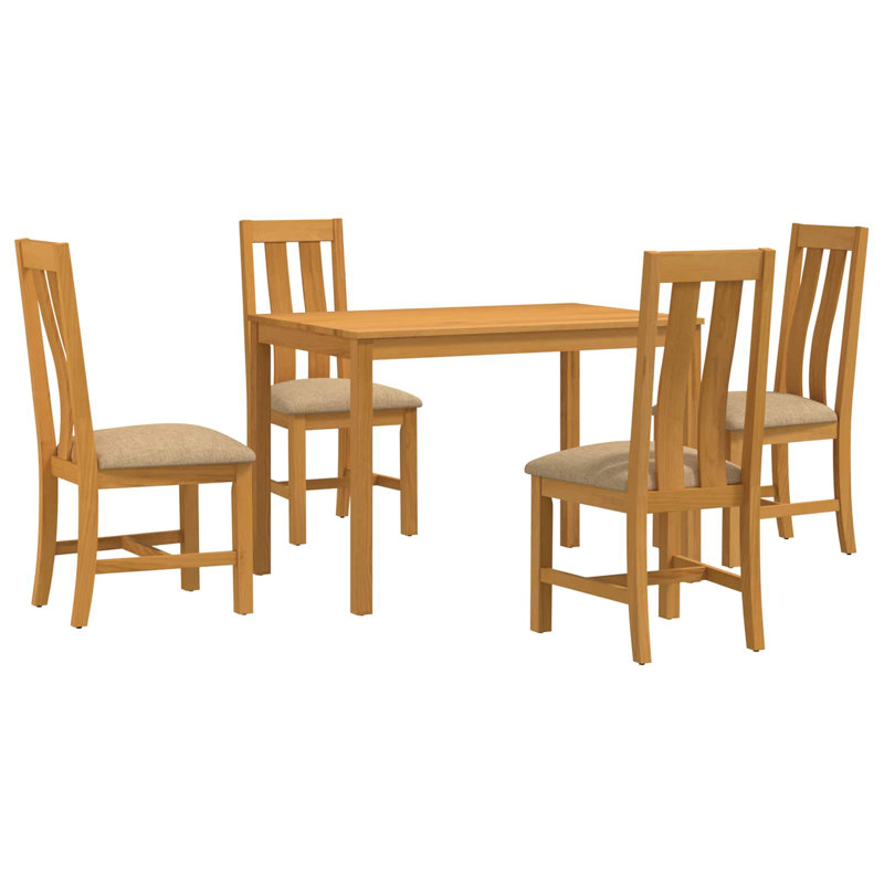 4 -Person Oak Solid Wood Dining Set, Beige, Beige, Beige, Beige