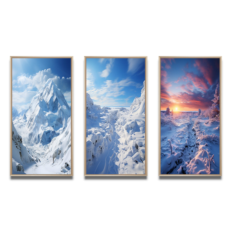 «Winter Snowy Peaks», 3 pièces sur toile, Toile tendue, H 20 po x l 36 po