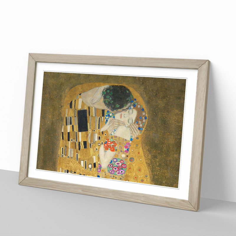 The Kiss Vol.4 by Gustav Klimt - Picture Frame Painting, Oak, 48cm H x 65cm W x 2cm D