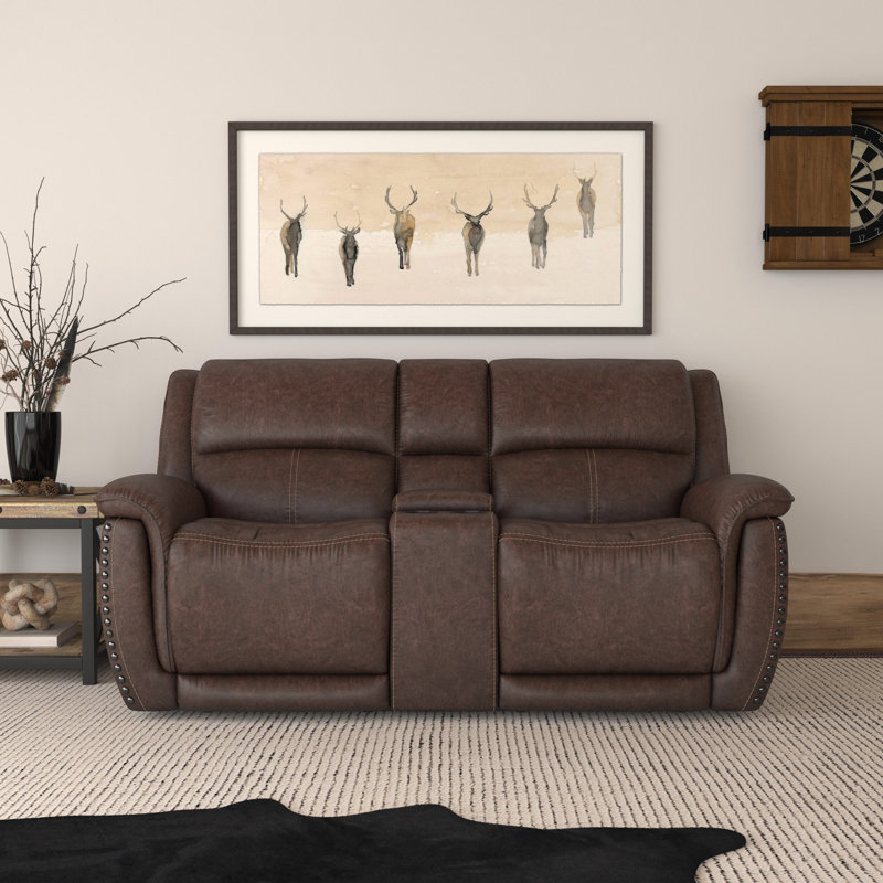 Bryce Power Reclining Loveseat with Console and Power Headrest, Brown