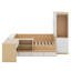 Lit plateforme avec tiroirs, tablettes, bureau et garde-robe-486895015