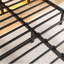 Structure de lit en métal avec tête de lit en bois, lumières RVB, prises et chargeur, tablette de rangement, sans bruit, aucun sommier nécessaire-1366081192