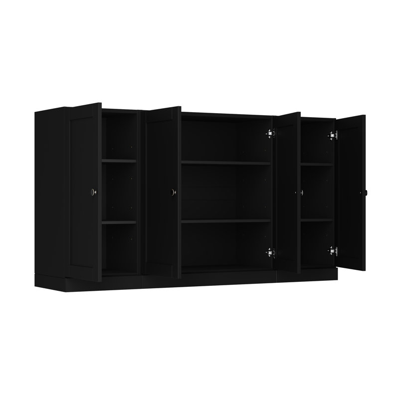 Palace Imports 100% Solid Wood 65" Sideboard with Shaker Doors and Adjustable Shelves, Black