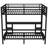 Queen Over Twin XL Metal Bunk Bed with Desk, Bookshelf, LED, USB, Foldable Sofa, Black