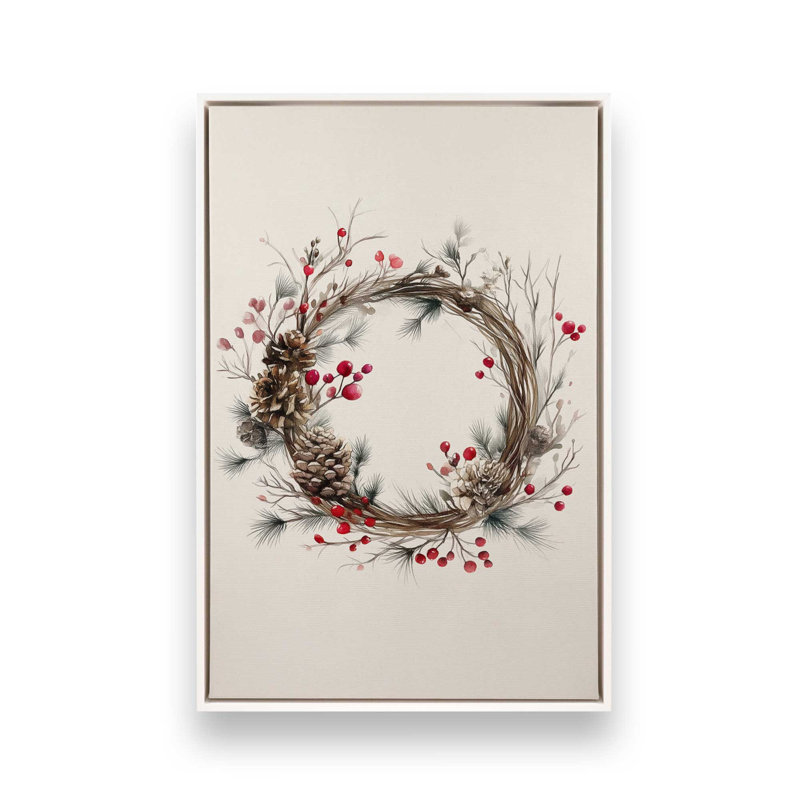 Reproduction d'art sur toile Winterberry Wreath, H 18,75 po x l 12,75 po, Blanc opaque