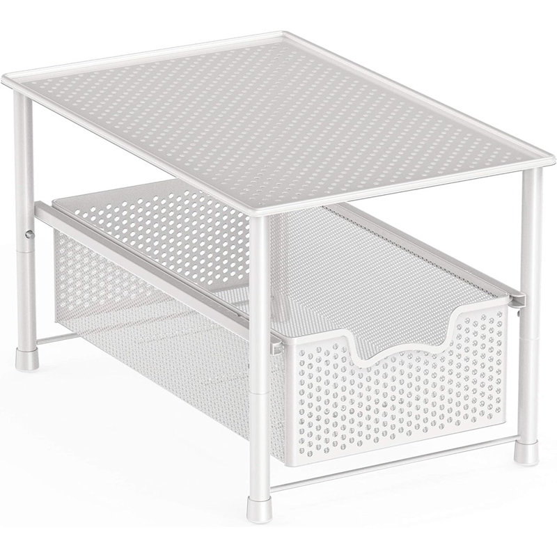 Stackable Under Sink Sliding Basket Organizer – White