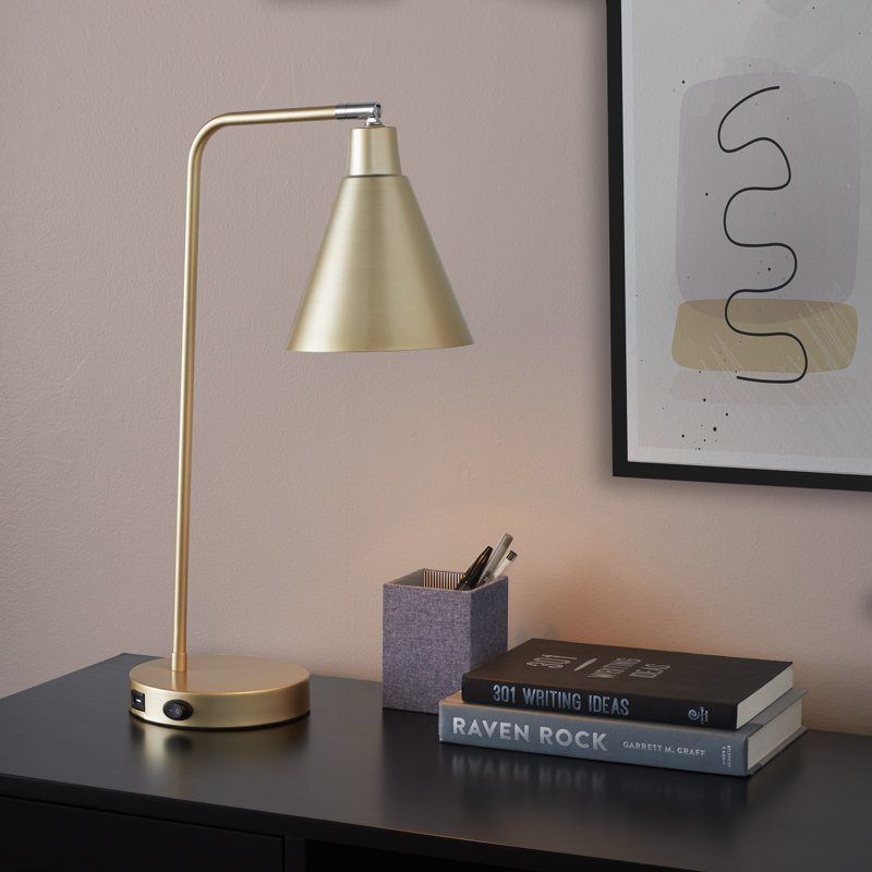 Pix 19" Metal Task Lamp with Usb, Gold