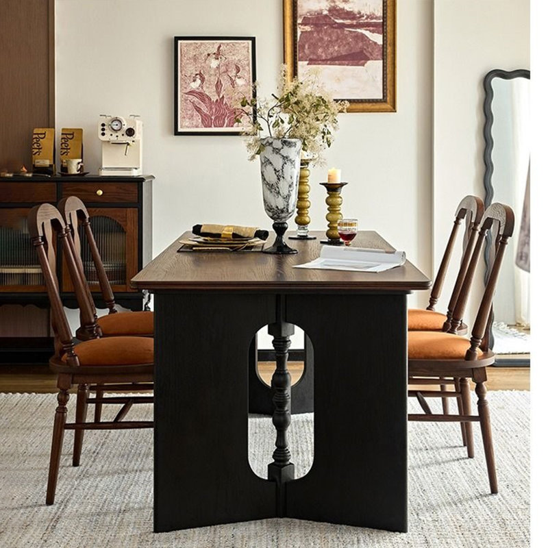 Vintage and elegant solid wood table set, 29.52"H x 78.74"L x 35.43"W