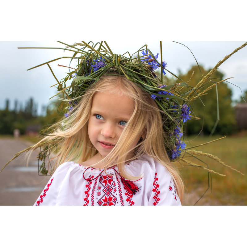 Ukrainian Girl In Chaplet by Tailex - Wrapped Canvas Print, 30cm H x 46cm W