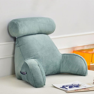 Crystal Velvet Reading Pillow with Arm and Round Cushion