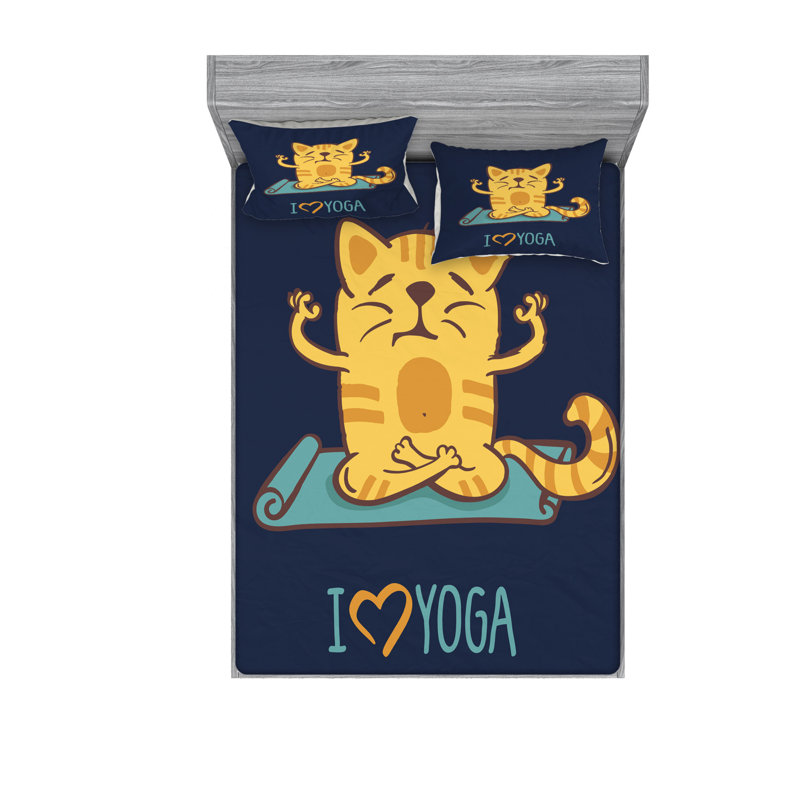 Ensemble de draps i love yoga, Ensemble de draps pour lit double avec un drap-hou