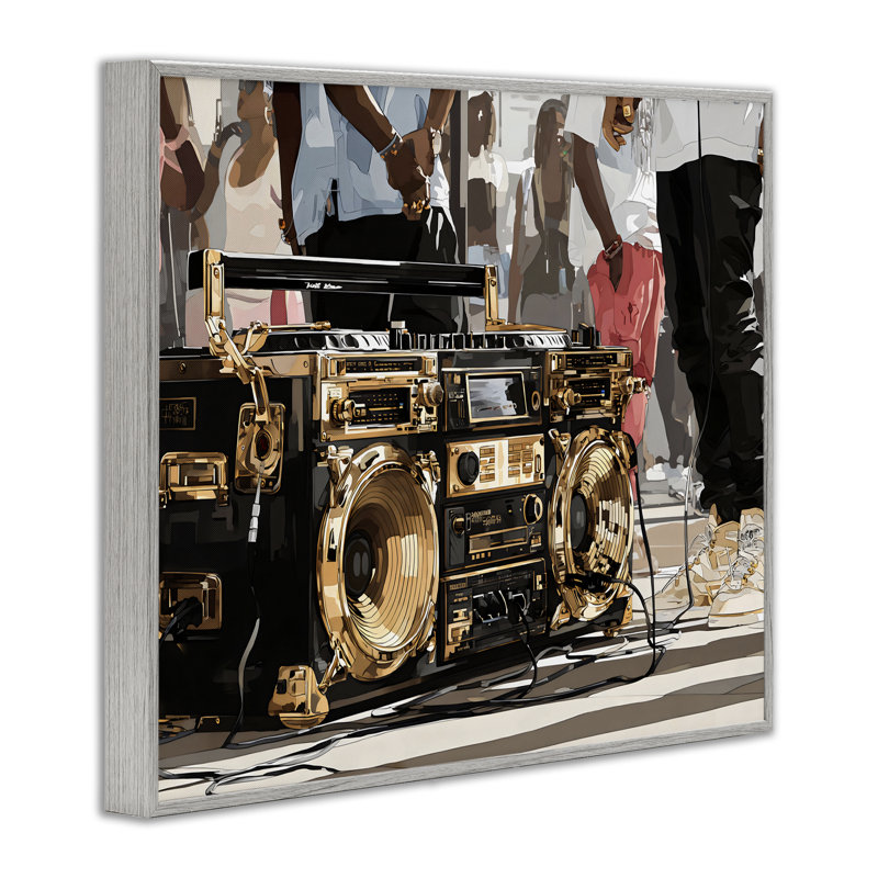 Golden Hip Hop Hip Hop Beats encadré, design par Franklyn Gregory, 16 x 20, Farmhouse Gray Giclee Framed
