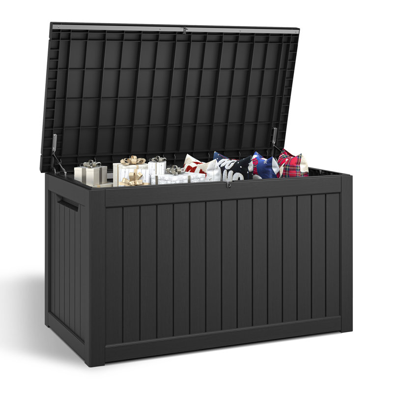 270 Gallon Durable Waterproof Resin Deck Box, Black, 33.8" H x 67.7" W x 32.2" D
