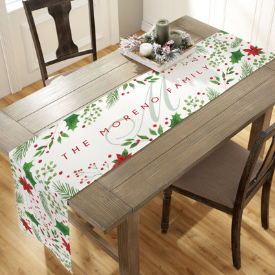 Holly Berry Personalized Christmas Table Runner- Large