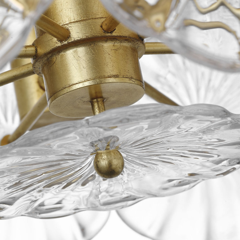 Julie Neill Gianna 24" Chandelie, Clear, Burnished Silver Leaf