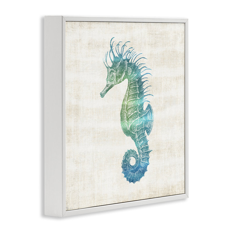 Ombre, hippocampe, expression giclée encadrée, conception par Susan Arnot, H 12 po x l 12 po