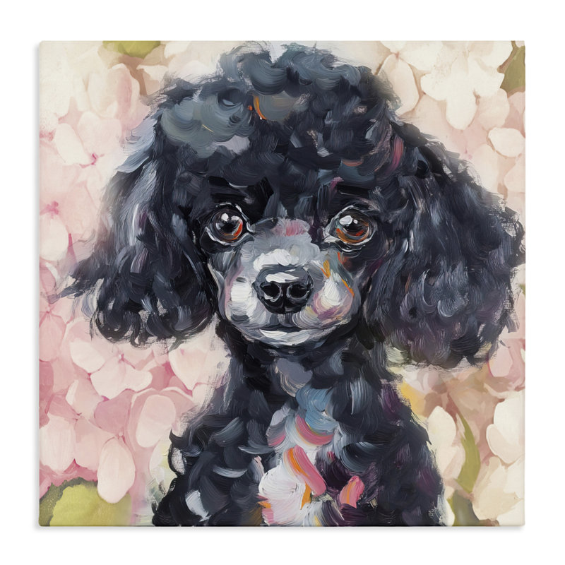 Petite toile caniche noire, design par Tina LeCour, H 30 po x l 30 po
