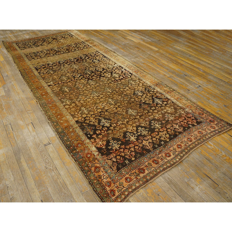 Brown Earthy Antique Caucasian Karabagh Tribal Geometric Animal Rug Dated 1893