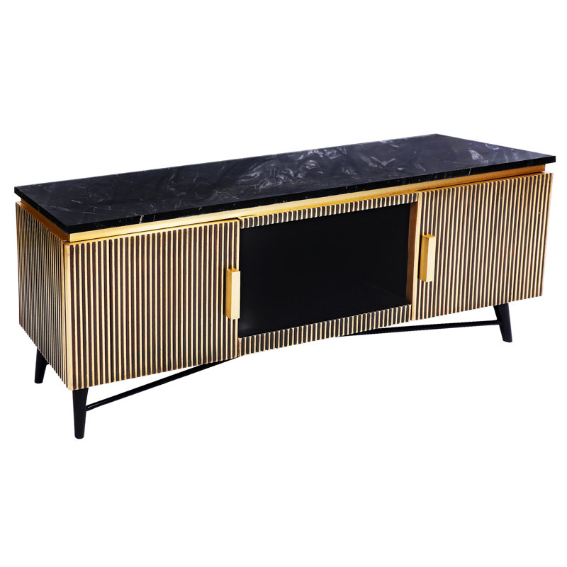 Gregario Brass 59in TV Console with Marble Top