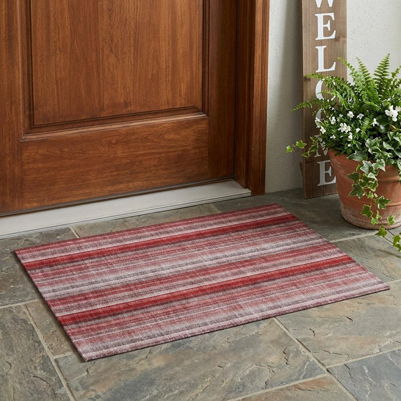 Tapis intérieur antidérapant à rayures grises roses et rouges 2 pi x 3 pi