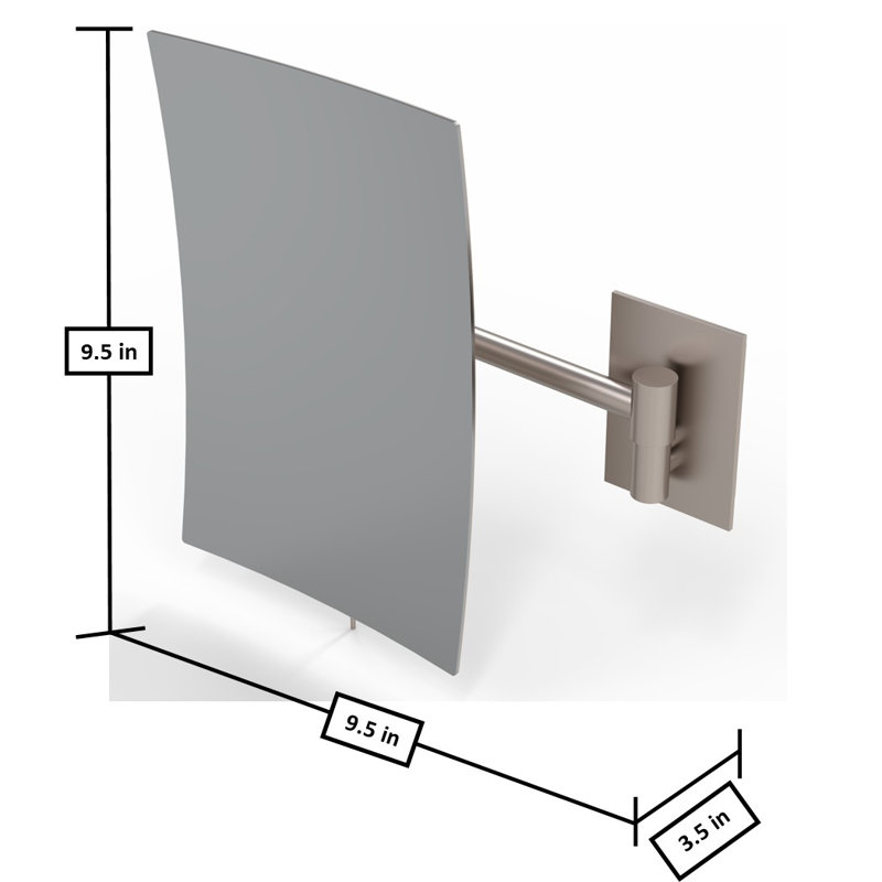 Brushed Nickel Rectangular Wall Mounted Magnifying Mirror