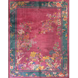 Chinese Antique - Art Deco Rectangle Room Size Wool Knotted 1920s Rug
