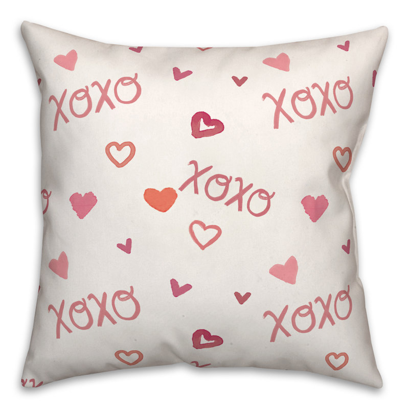 XOXO Pattern 18x18 Multicolor Spun Polyester Throw Pillow