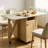 Folding Dining Table with Storage Cabinet & Shelves, Mobile Space-Saving Kitchen Table for Small Spaces
