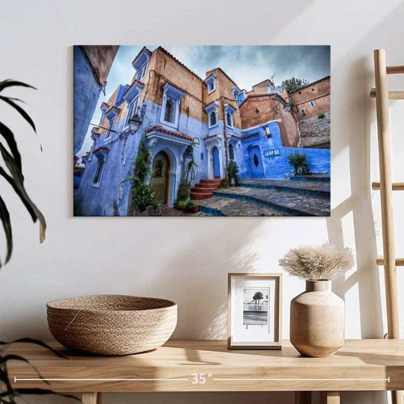 Ravi, ville bleue de Chefchaouen, H 16 po x l 24 po