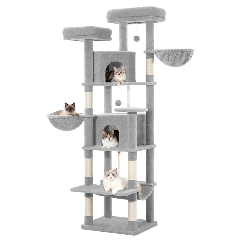 Cat Tree, 50 x 40 x 175 cm, Light Grey