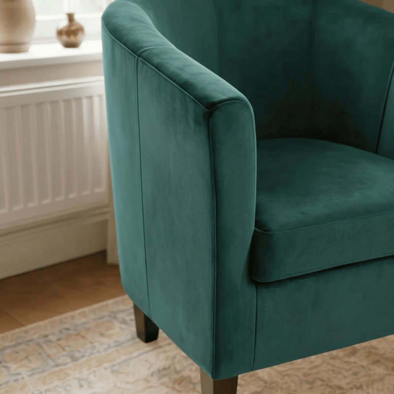 Velvet Upholstered 67m Occasional Accent Chair, Dark Green