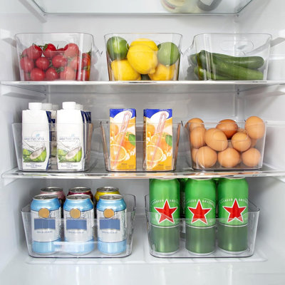 Paquet de 12 bacs de rangement en plastique transparent multi-usage pour l'organisation avec étiquettes - maison, cuisine, salle de bain, bureau, bacs de rangement pour garde-manger - collection SOHO, véhicules récréatifs, organisation de réfrigérat