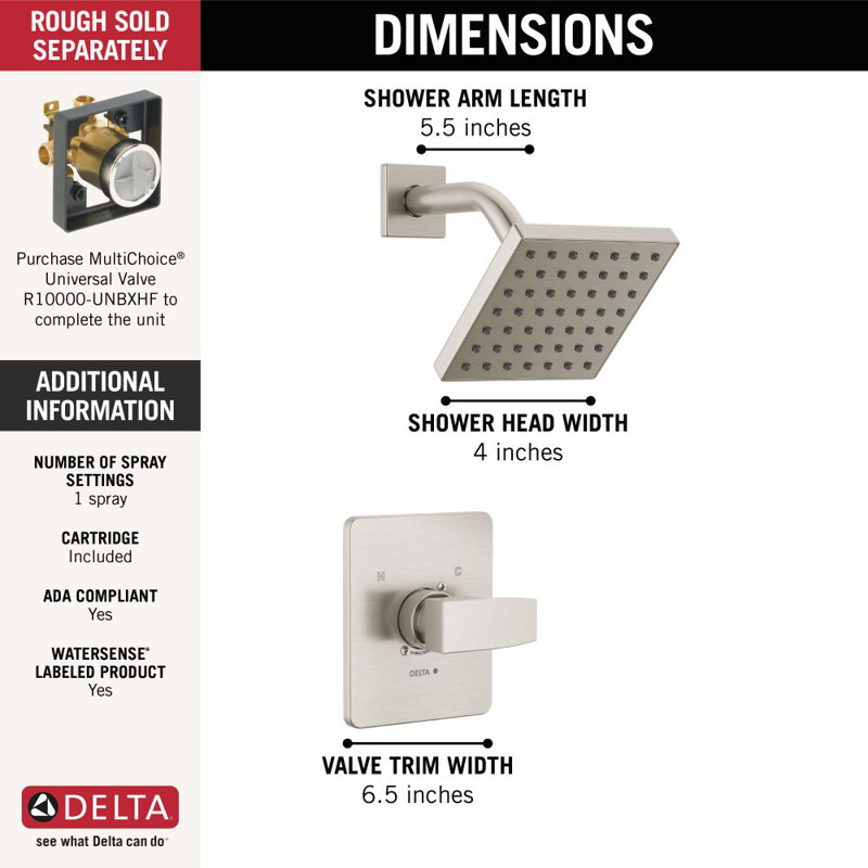 Modern Monitor 14 Series Shower Trim, Stainless