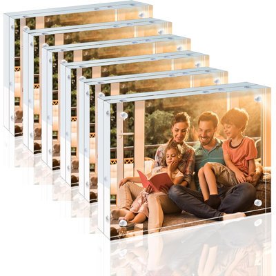 5x7 Acrylic Frames 6 Pack, 20mm Thicker Frameless Clear Picture Frames