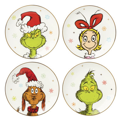 Ensemble de 4 assiettes décoratives Merry Grinchmas