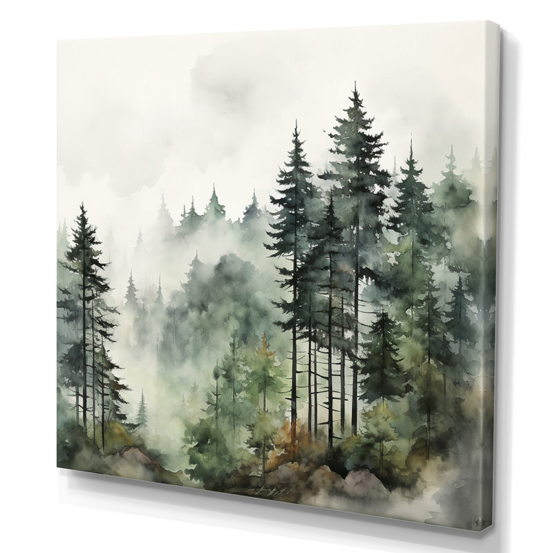 Pine Tree Misty Morning I - Print, 30" H x 30" W, No Frame, Wrapped Canvas