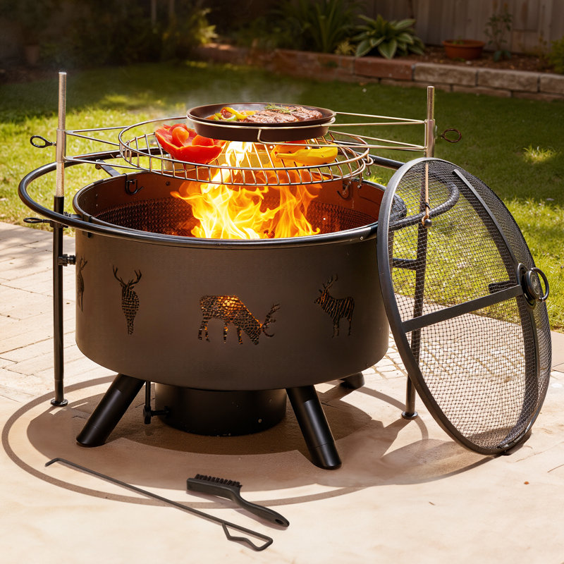 Nayati Round Steel Wood Burning Fire Pit