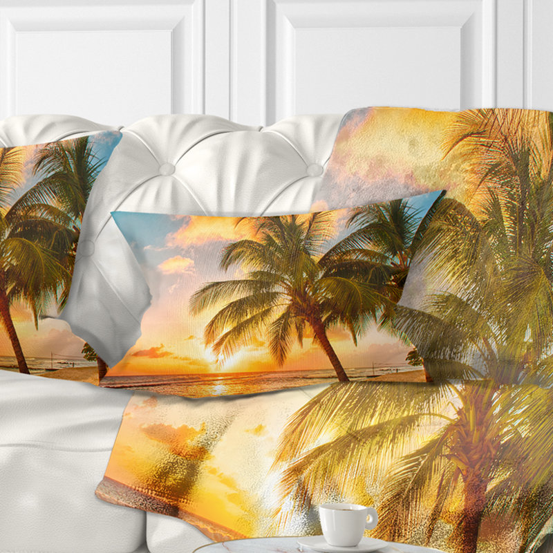 Barbados Landscape - Landscape Printed Throw Pillow