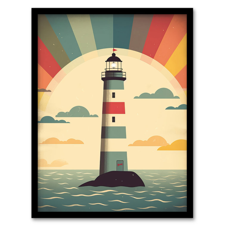 Meran Retro Lighthouse Bathroom - Single Picture Frame Print
